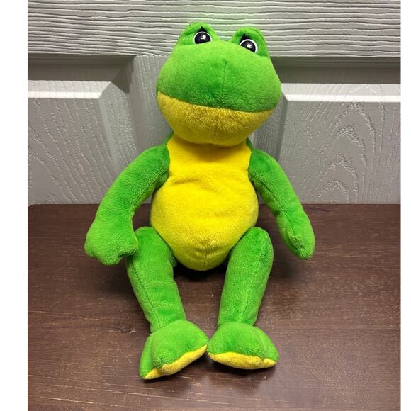 GUND Frog Flash Soft Toy Green Yellow Belly Plush Bean Bag Stuffed Animal Toad - Picture 1 of 7